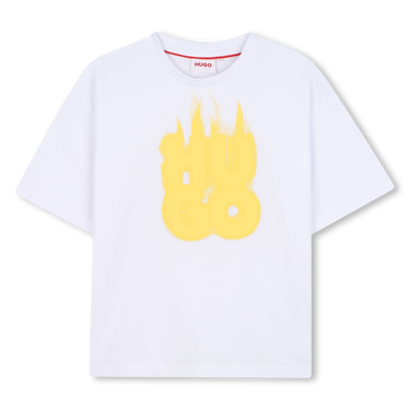 HUGO Playera para niño y adolescente blanca estampada